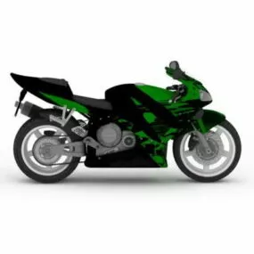Green Sport Motorcycle 3d model