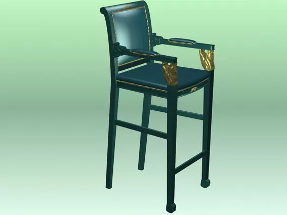 Antique Bar Stool 3d model Antique Bar Stool 3d model