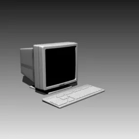 Crt Monitor And Keyboard 3d model