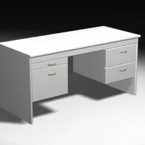 White Office Desk 3d model