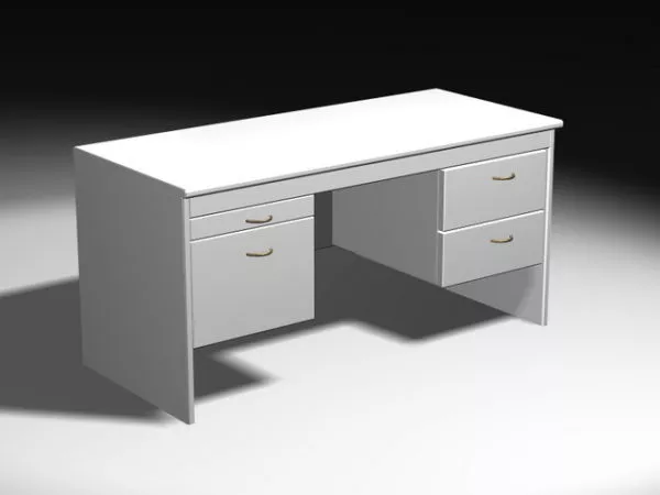 White Office Desk 3d model White Office Desk 3d model