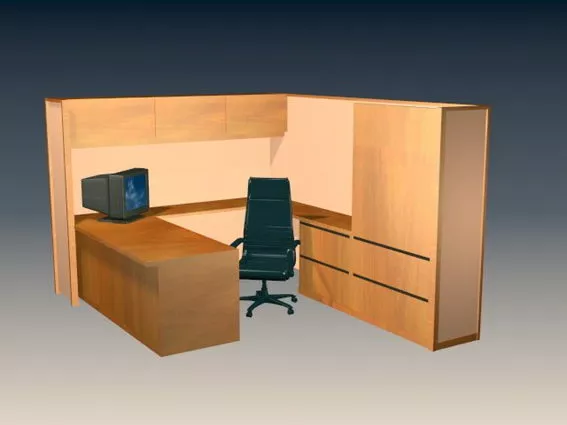 U Shape Office Cubicle 3d model