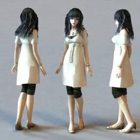Beautiful Asian Girl Character 3d model
