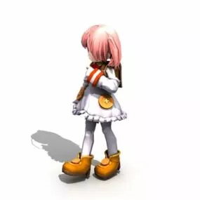 Anime School Girl 3d model