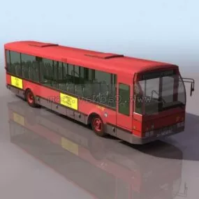 Red Long Distance Bus 3d model