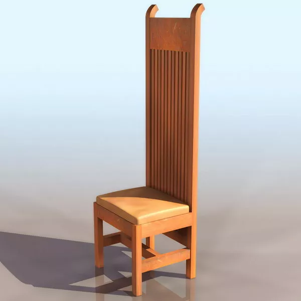 High-back Wooden Dining Chair 3d model High-back Wooden Dining Chair 3d model