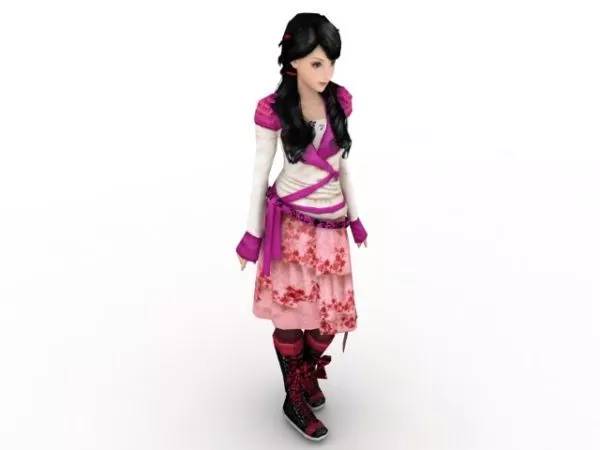 Girl Character With Earring 3d model