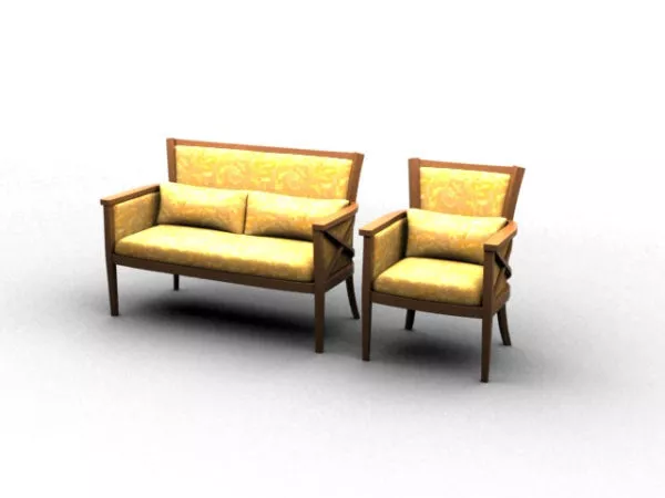 Vintage Settee Furniture 3d model Vintage Settee Furniture 3d model