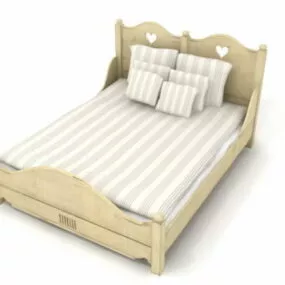 Furniture Wooden Double-bed 3d model