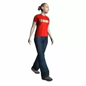 Casual Woman Walking Character 3d model