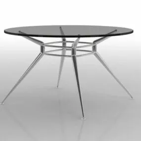 Glass Top Round Dining Table Furniture 3d model