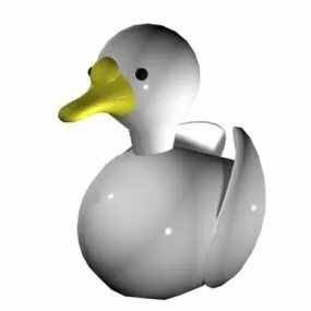 Cartoon White Duck Toy 3d model