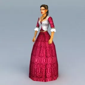 17th Century American Woman 3d model