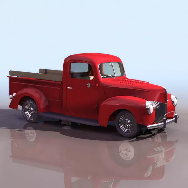 Red Pickup Truck 3d model