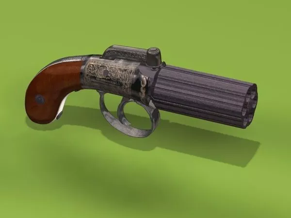 Revolver Gun With Bullets 3d model