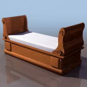 19th Century Biedermeier Style Sleigh Bed 3d model
