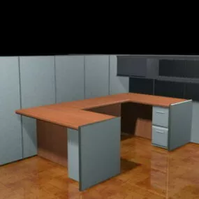 2 Person U Shaped Cubicle Workstation 3d model