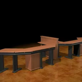 2 Person Workstation Desk 3d model