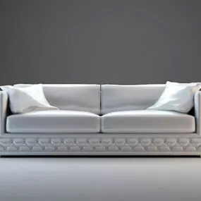 2 Seats Upholstered Couch With Pillow 3d model