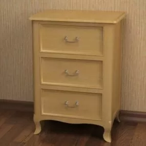 3 Drawer Nightstand Furniture 3d model