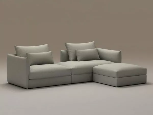 3 Piece Chaise Sofa With Ottoman 3d model 3 Piece Chaise Sofa With Ottoman 3d model