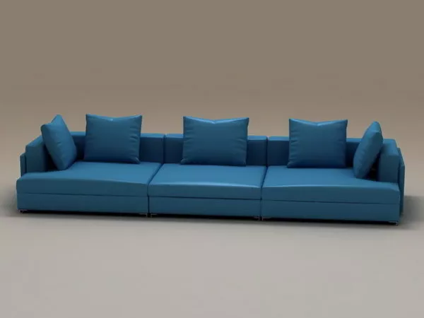 3 Seater Blue Fabric Sectional Sofa 3d model 3 Seater Blue Fabric Sectional Sofa 3d model