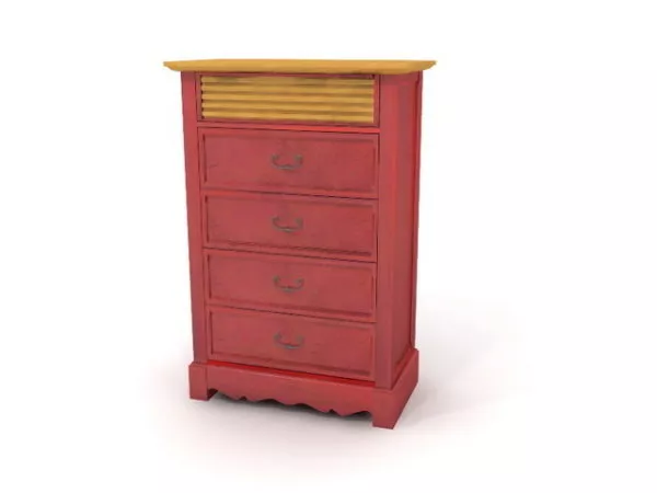 Wood Dressing With Drawers 3d model