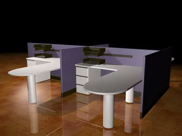 Open Office Table Chair Workstation 3d model