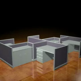 4 Person Cubicle Workstation 3d model