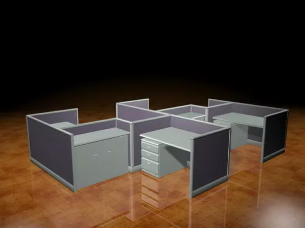 4 Person Cubicle Workstation 3d model 4 Person Cubicle Workstation 3d model