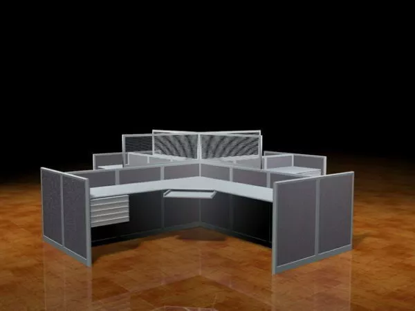 Open Office Table Chair Workstation 3d model