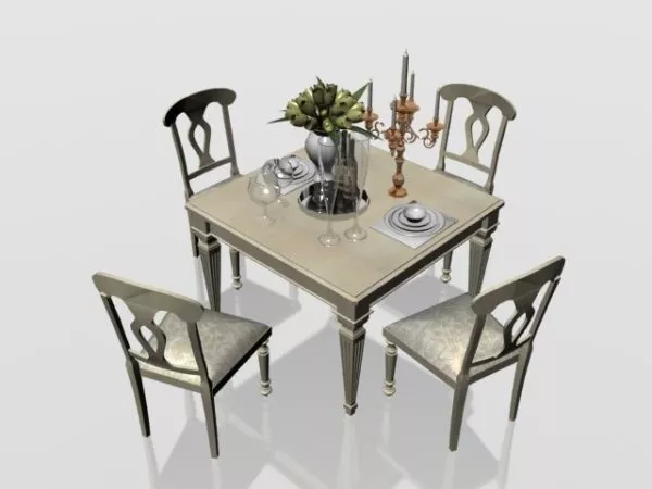 4 Seats Dining Set Furniture 3d model 4 Seats Dining Set Furniture 3d model