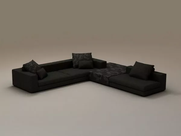 4 Seater Fabric Sectional Sofa 3d model 4 Seater Fabric Sectional Sofa 3d model