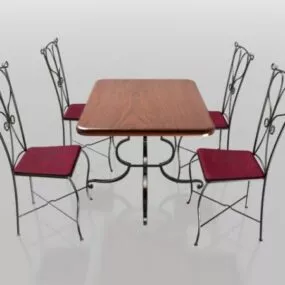 4 Seater Metal Dining Sets 3d model