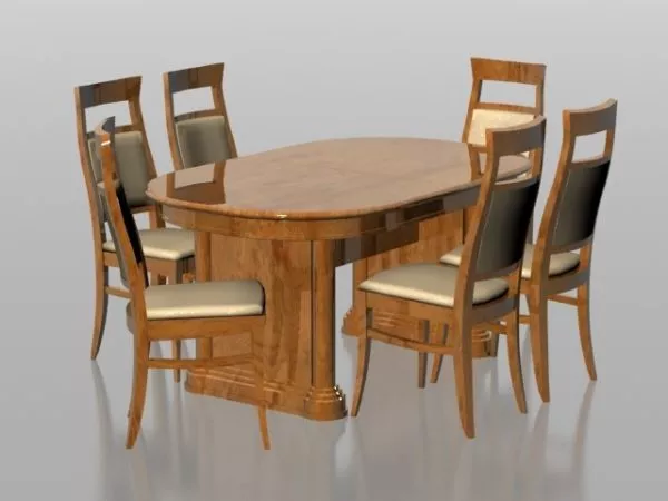 6 Seats Dining Set Furniture 3d model 6 Seats Dining Set Furniture 3d model