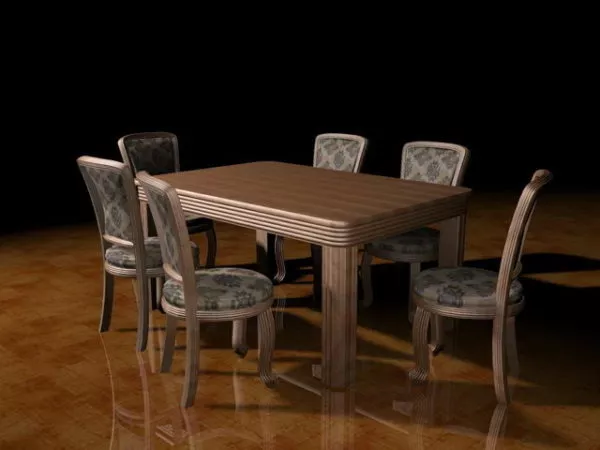 7 Piece Dining Room Set 3d model 7 Piece Dining Room Set 3d model