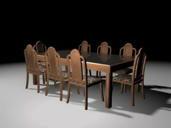 9 Piece Dining Room Set 3d model 9 Piece Dining Room Set 3d model