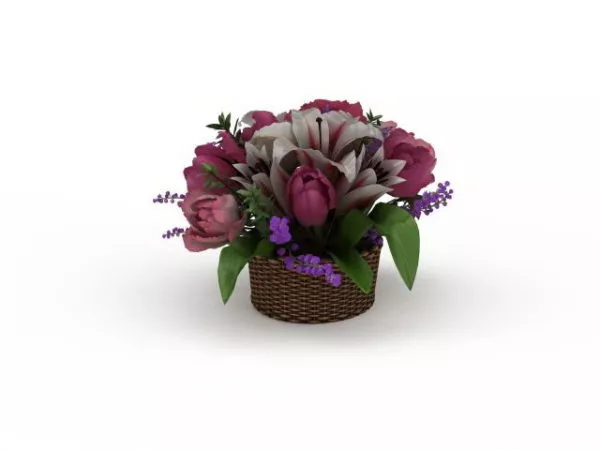 A Basket Of Flowers 3d model A Basket Of Flowers 3d model
