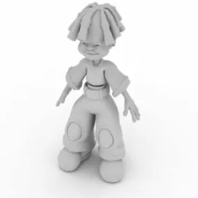 African Child Boy Cartoon Character 3d model