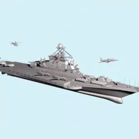 Aircraft Carrier & Fighter Jets 3d model