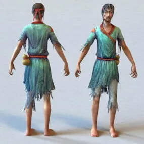Ancient Beggar Man Character 3d model