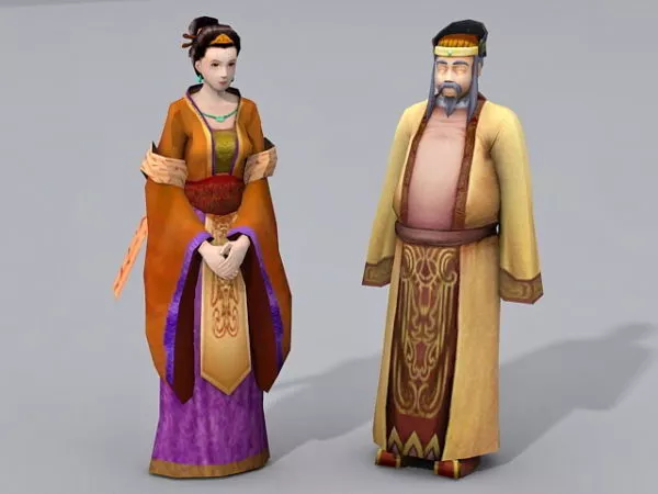 Ancient China Middle Aged Couple 3d model Ancient China Middle Aged Couple 3d model