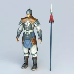 Ancient Chinese Soldier With Spear 3d model