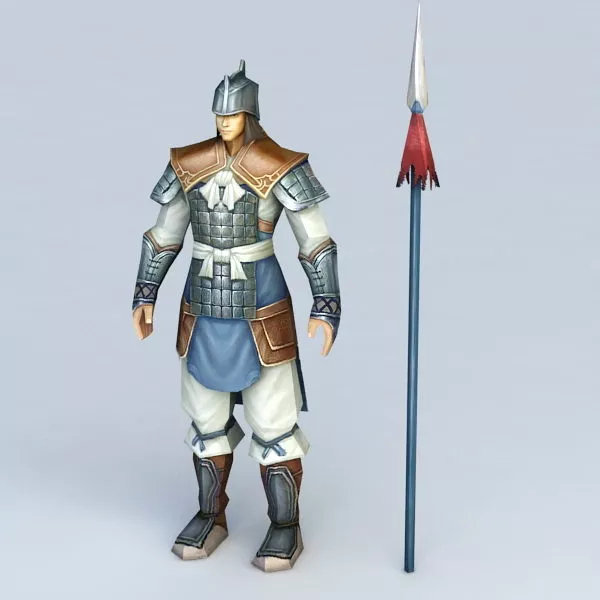 Ancient Chinese Soldier With Spear 3d model Ancient Chinese Soldier With Spear 3d model