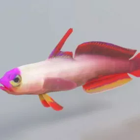 Animated Purple Fish Rig 3d model