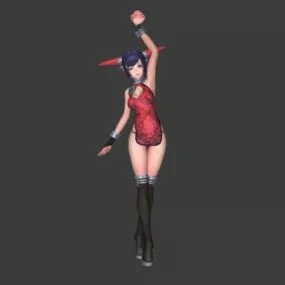 Animated Anime Girl Character 3d model