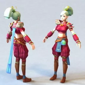 Anime Blonde Woman 3d model