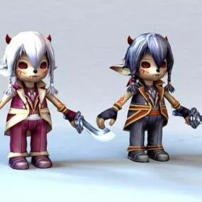 Anime Chibi Demon Rigged 3d model