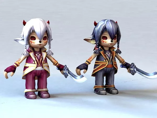 Anime Chibi Demon Rigged 3d model Anime Chibi Demon Rigged 3d model
