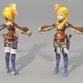 Anime Elf Archer Girl 3d model